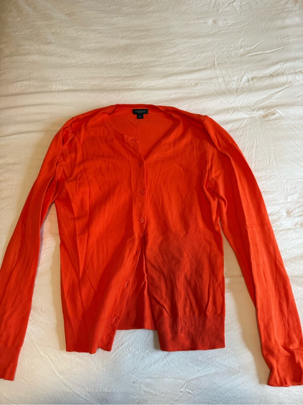 Ann Taylor Men’s Bright Orange Button-Front Cardigan